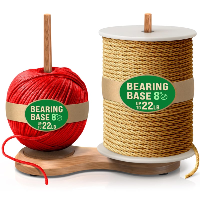 BARVA Double Yarn Holder 44 Lb Total Capacity for Chunky Yarn | Dual Bearing Spinners & Big Rubber Anti Slip Pads for Max Stability | European Wood Crochet Accessories & Pro Tools for Fiber Crafts - Image 1